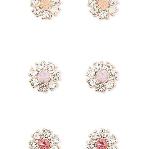 BRAND NEW Floral Rhinestone Stud Earring Set - Picture 1 of 2